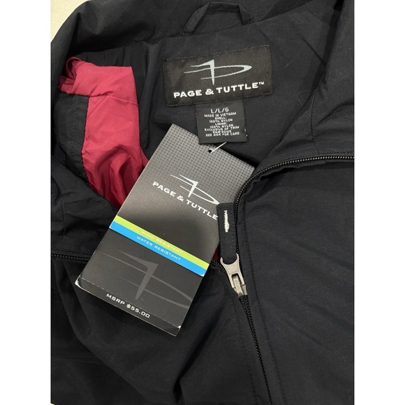 NEW Page & Tuttle Black Nylon Zip Jacket Mens Size L Lightweight Windbreaker - Picture 8 of 10